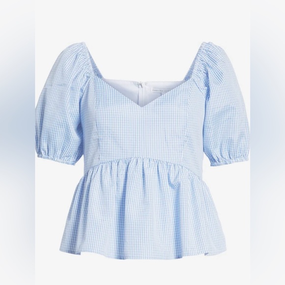 English Factory Other - English Factory Puff Sleeve Peplum Top Women’s L